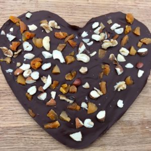 Chocolate slab in heart shape