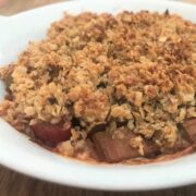 Healthy rhubarb crumble.