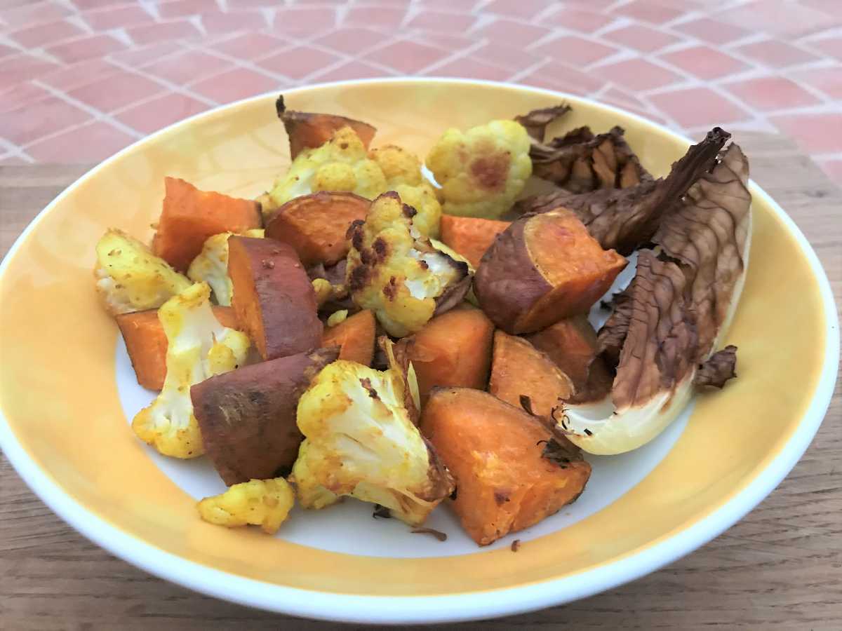 Roast cauliflower and sweet potato