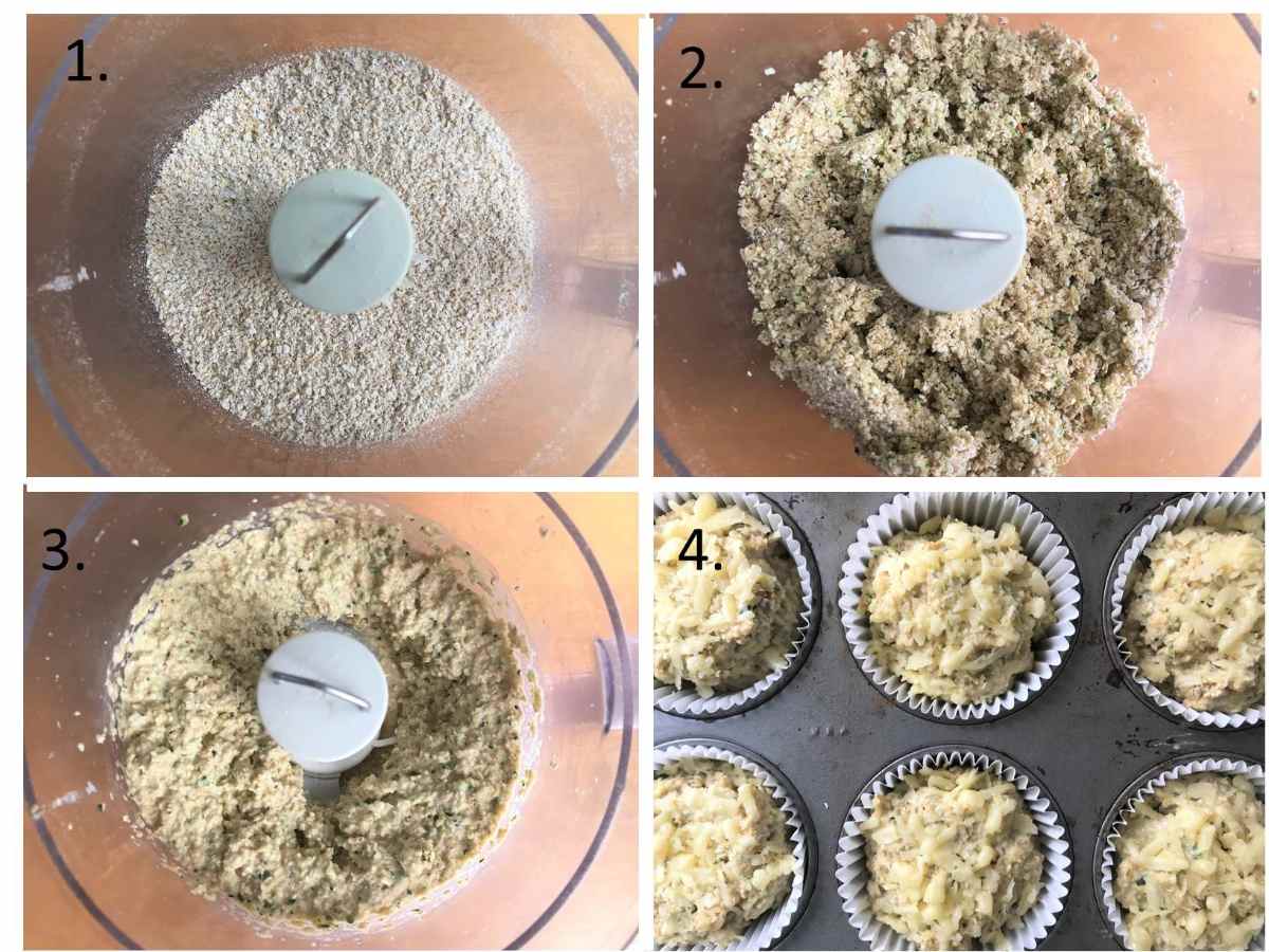 Savoury courgette muffins in food processor
