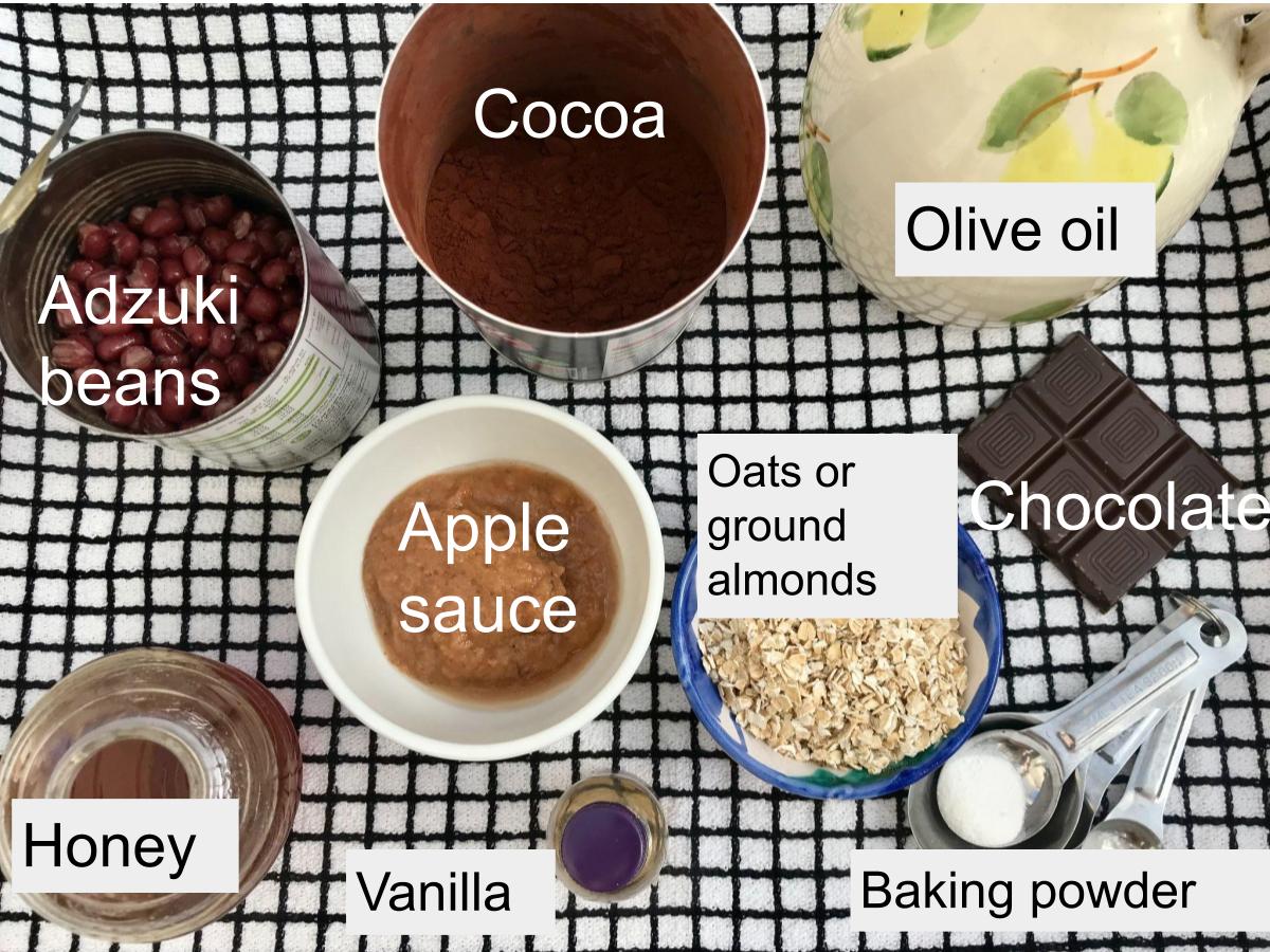 Ingredients for healthy bean brownies