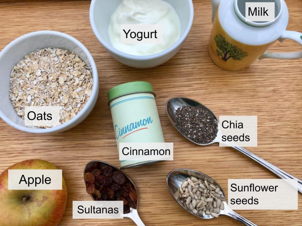 Healthy Bircher Muesli (overnight oats) Cinnamon and Kale