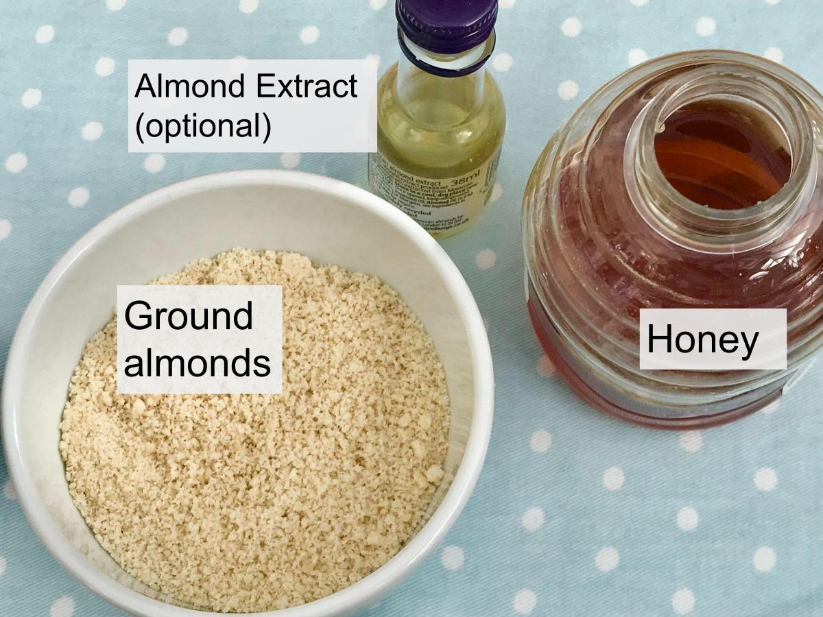 Honey, ground almonds, almond extract.