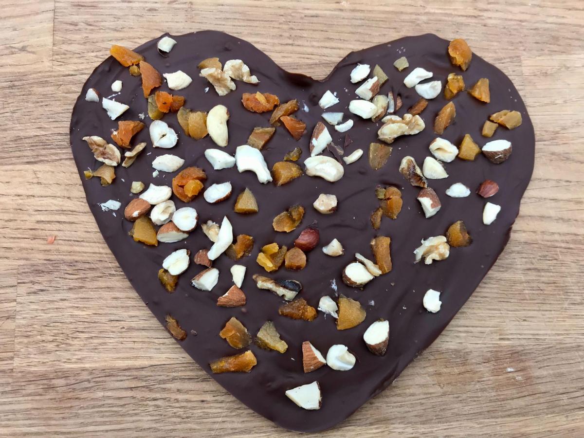 Chocolate slab in heart shape