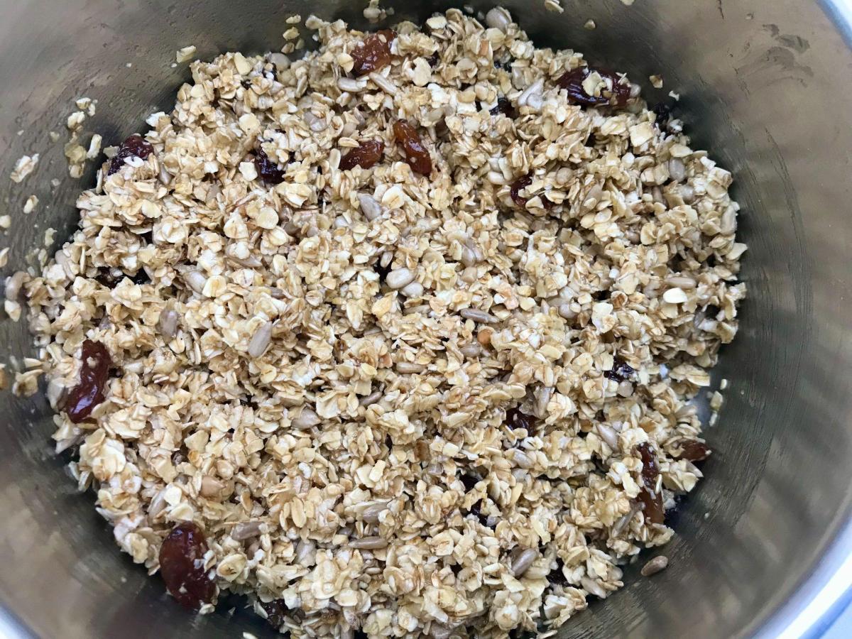 Flapjack mixture with butter, honey and gluten free oats