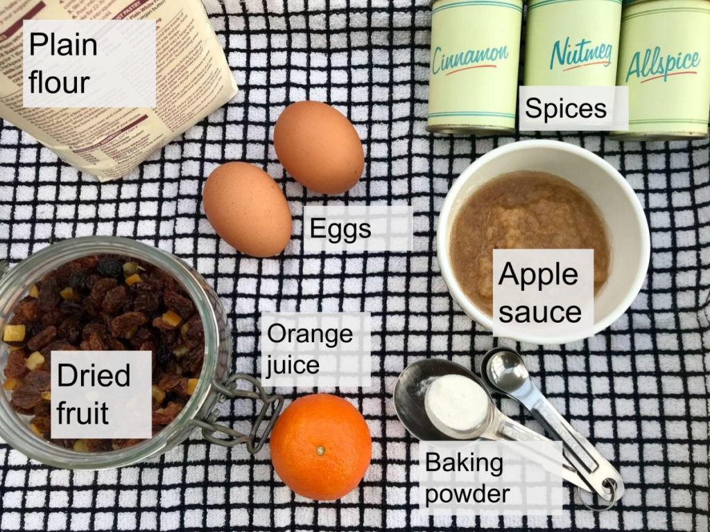 Ingredients for fruit cake with no butter or oil