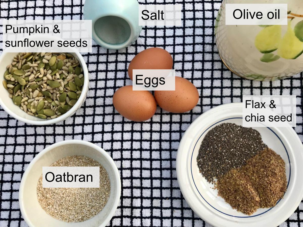Ingredients for gluten free seed bread