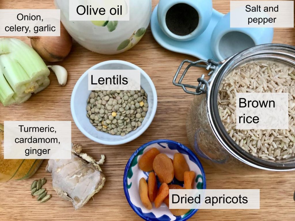 Ingredients for healthy rice pilau