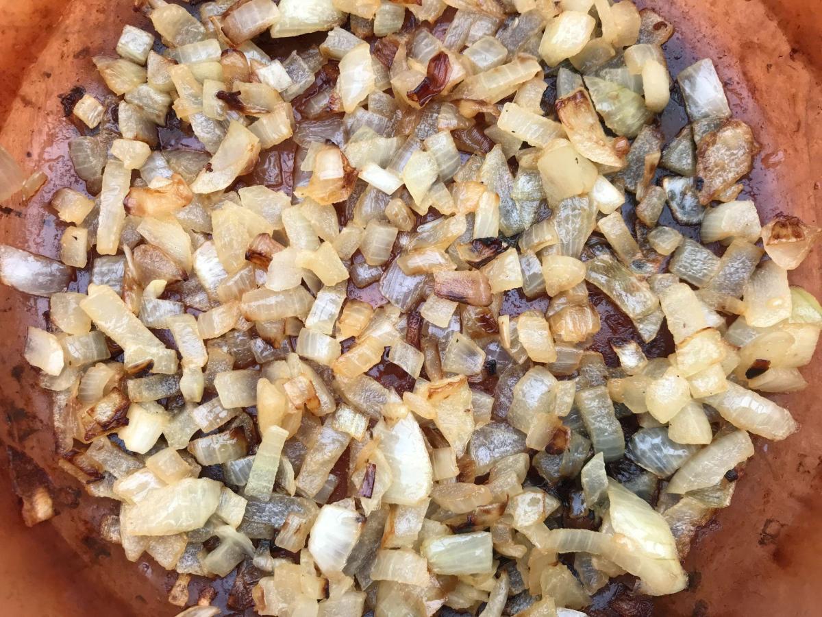 Onions caramelized in pan