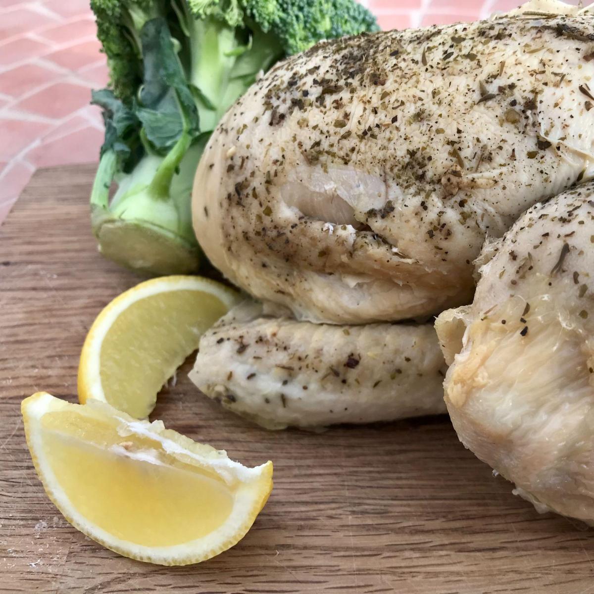 Slow Cooker Whole Poached Chicken Cinnamon and Kale
