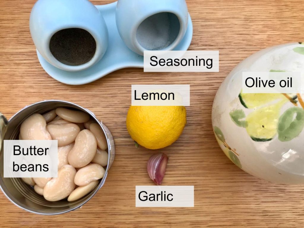 Ingredients for butter bean hummus