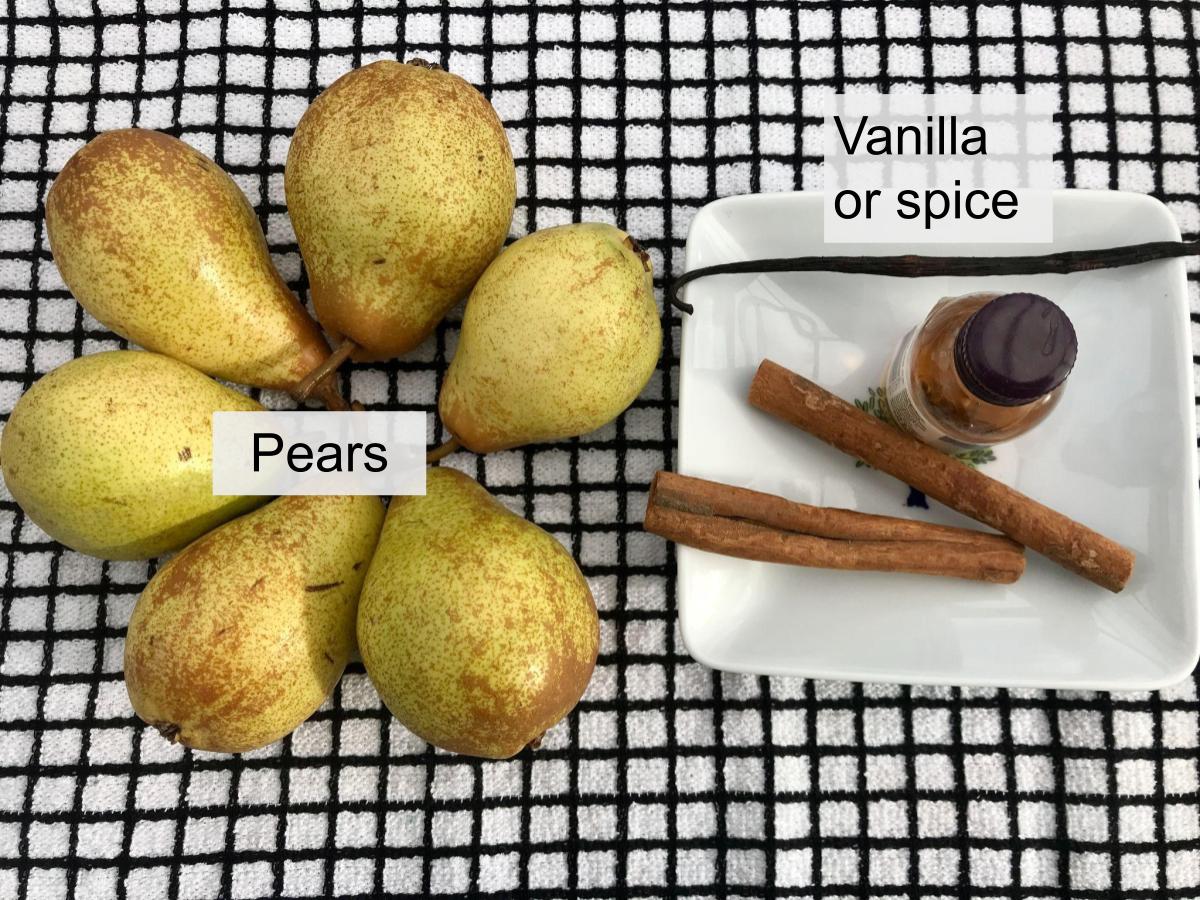 Ingredients for stewed pears