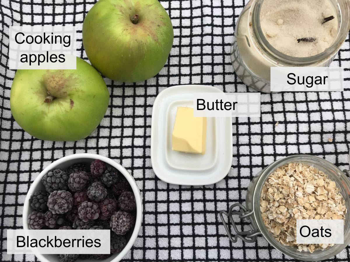 Ingredients for gluten free crumble