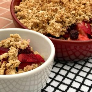 Gluten free apple and blackberry crumble