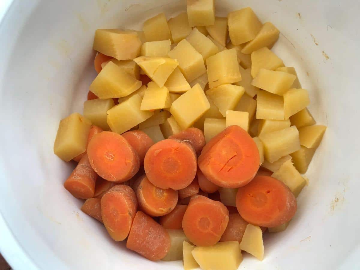 Cooked swede and carrot