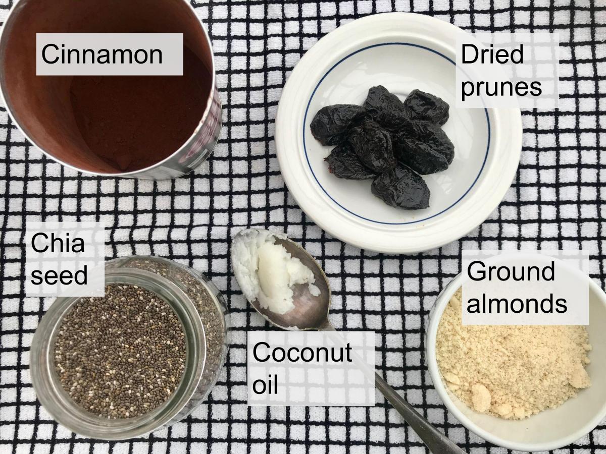 Ingredients for chocolate bliss balls
