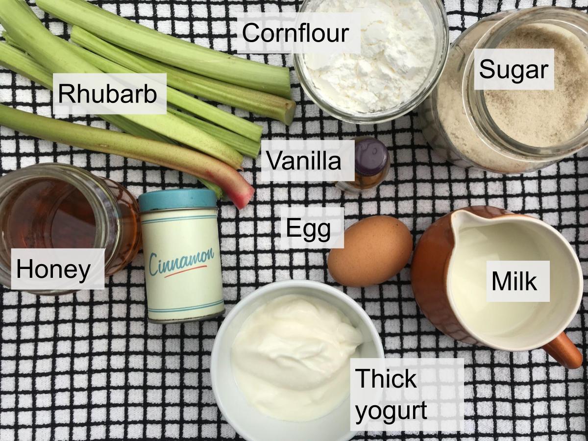 Ingredients for rhubarb custard fool