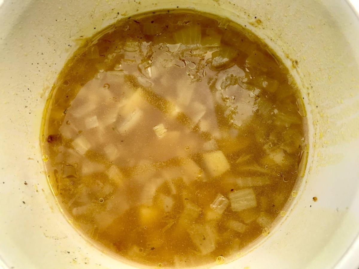 Soup base of onion, potato and stock