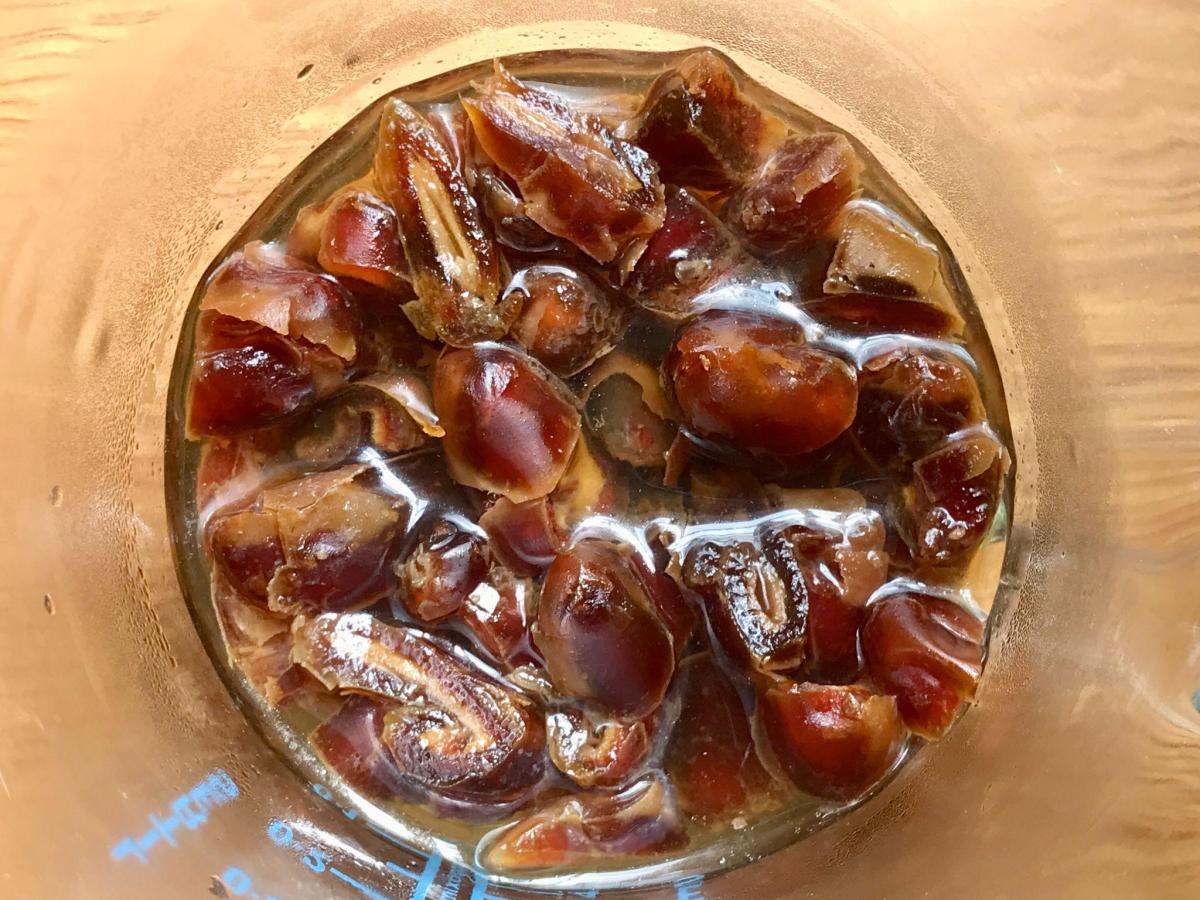 Dates soaked in boiling water