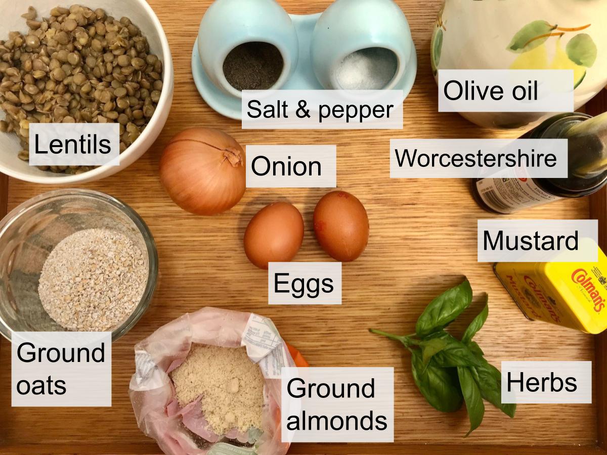Ingredients for lentil burgers