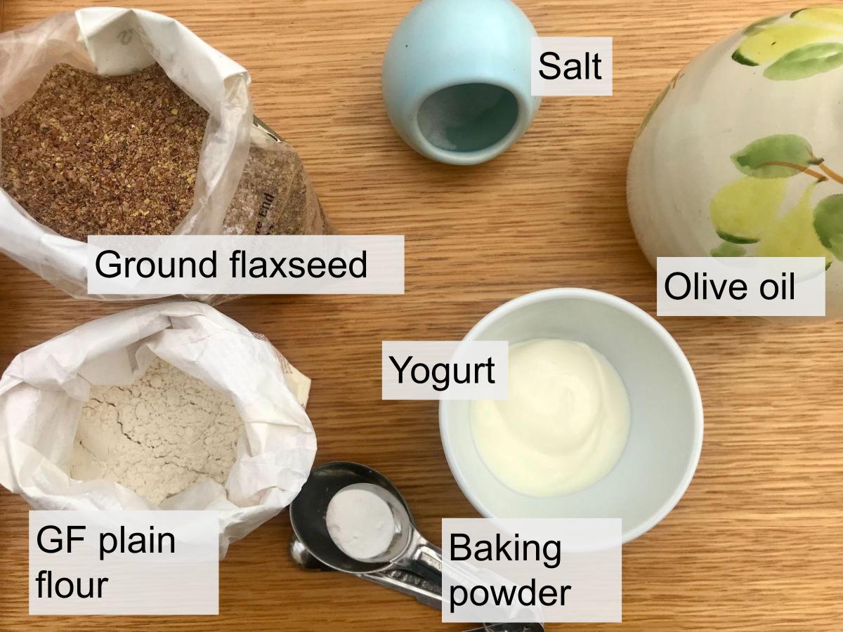 Ingredients for gluten free flatbread