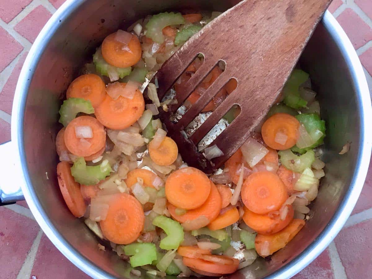 Sauteed carrot celery and onion