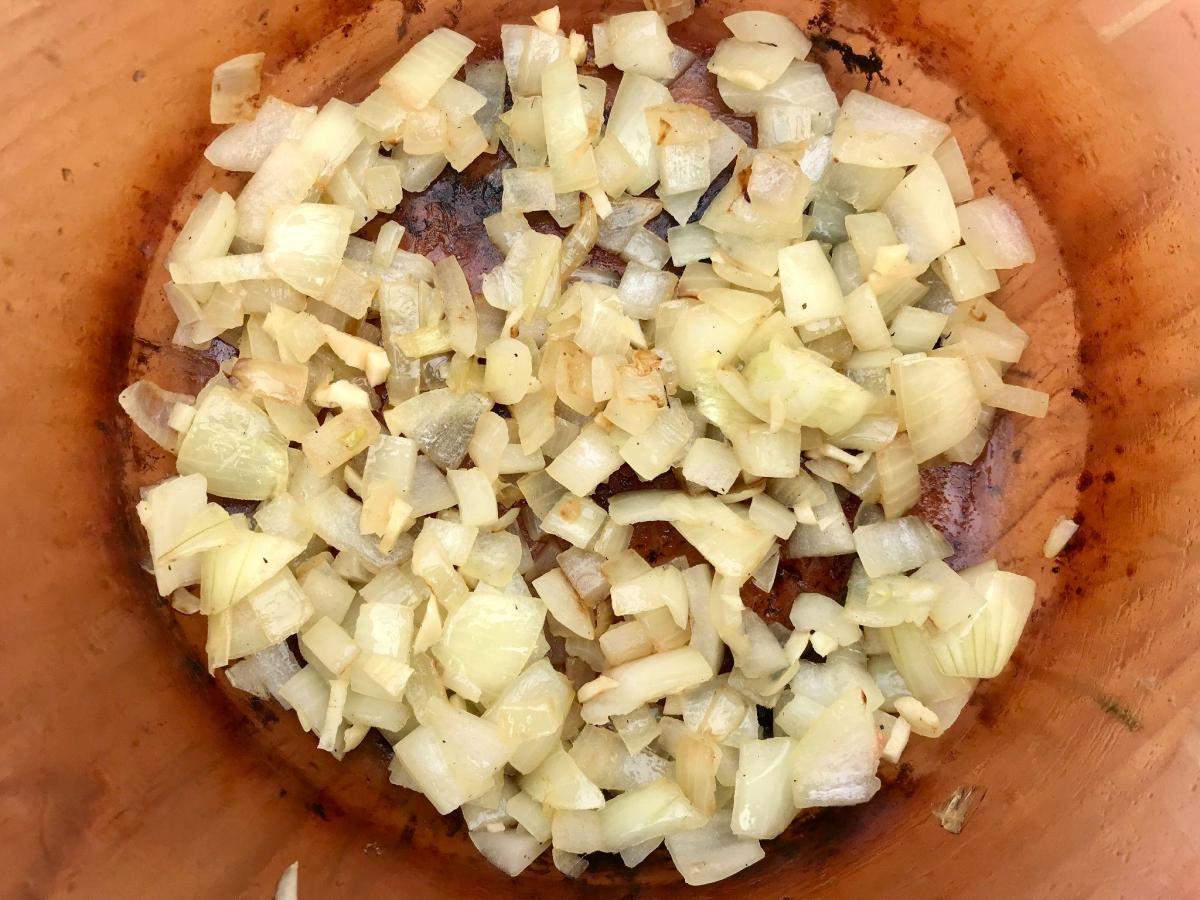 Browning onions in saucepan