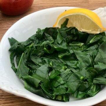 Perpetual spinach in white dish.