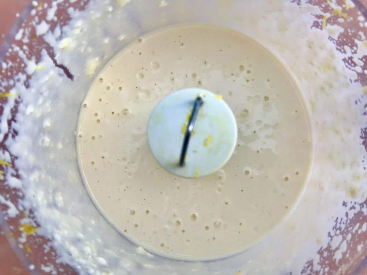 Cottage cheese, lemon zest and honey in food processor