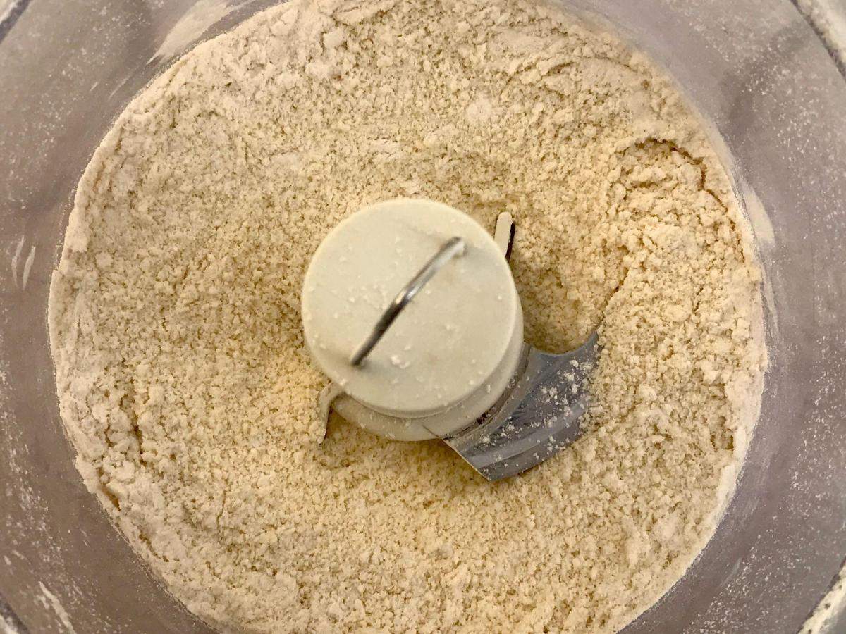 Flour and butter in food processor.