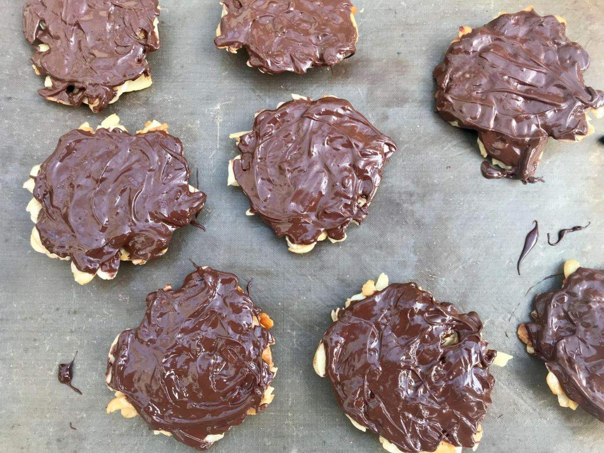 Healthy florentines coated in chocolate