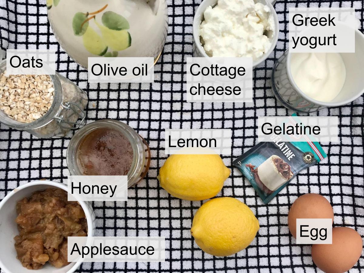 Ingredients for lemon cheesecake.