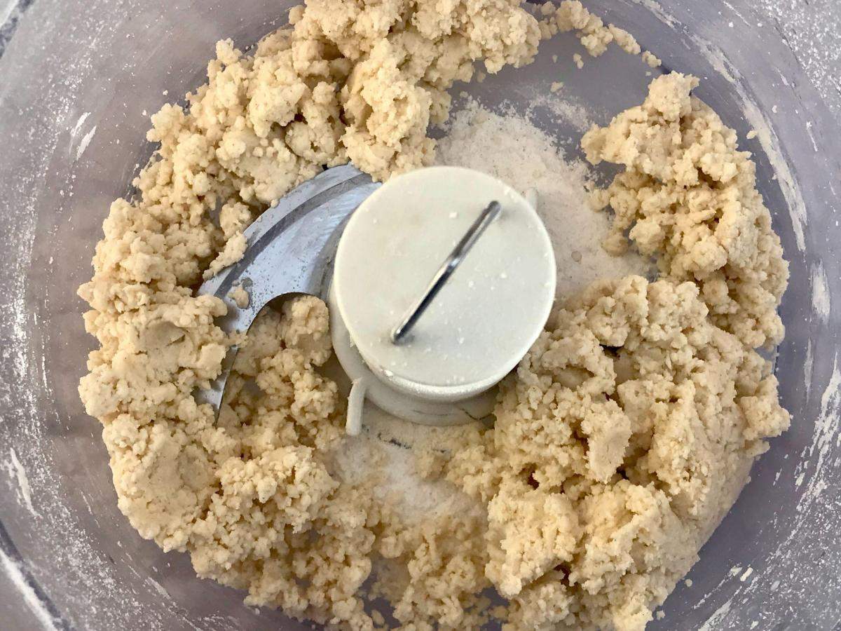 Pastry clumping together in food processor.