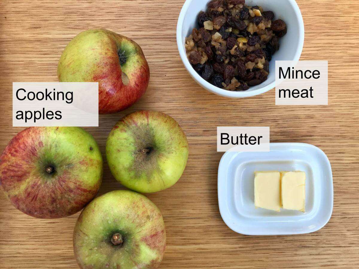 Apples, mincemeat and butter.