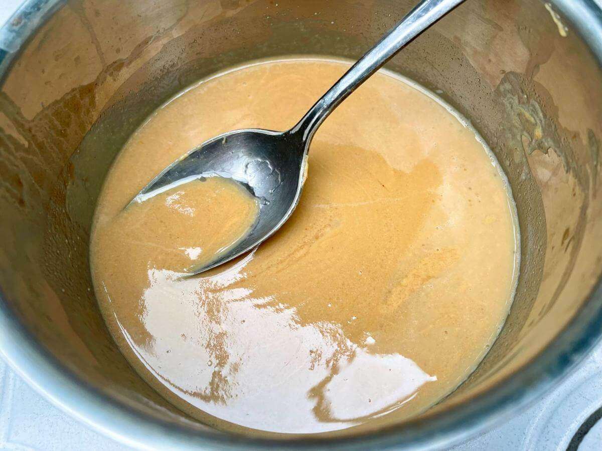 Melted almond butter, butter and honey.