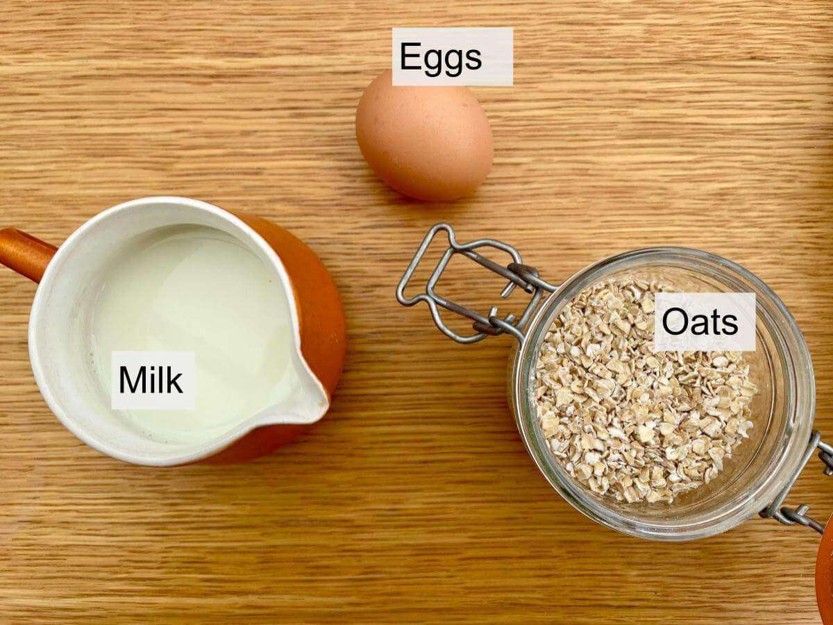 Oats, egg and milk.