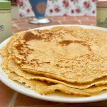 Stack of oat flour crepes.
