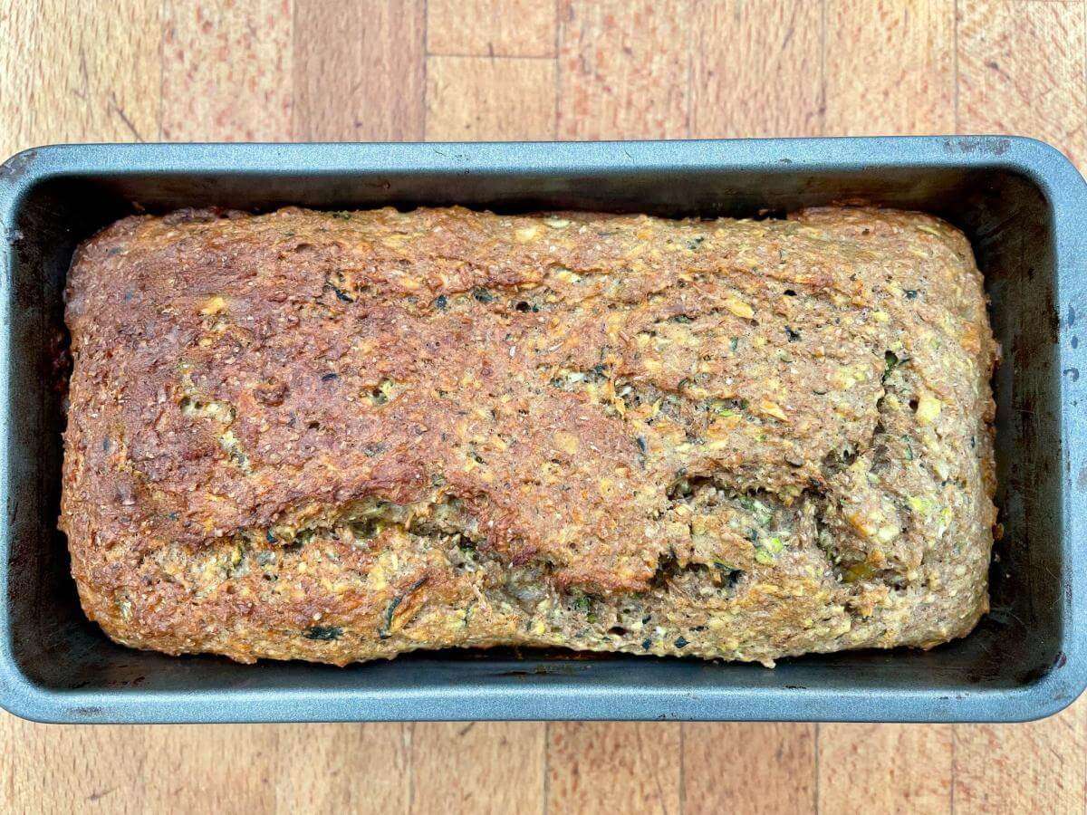 Cooked zucchini loaf.