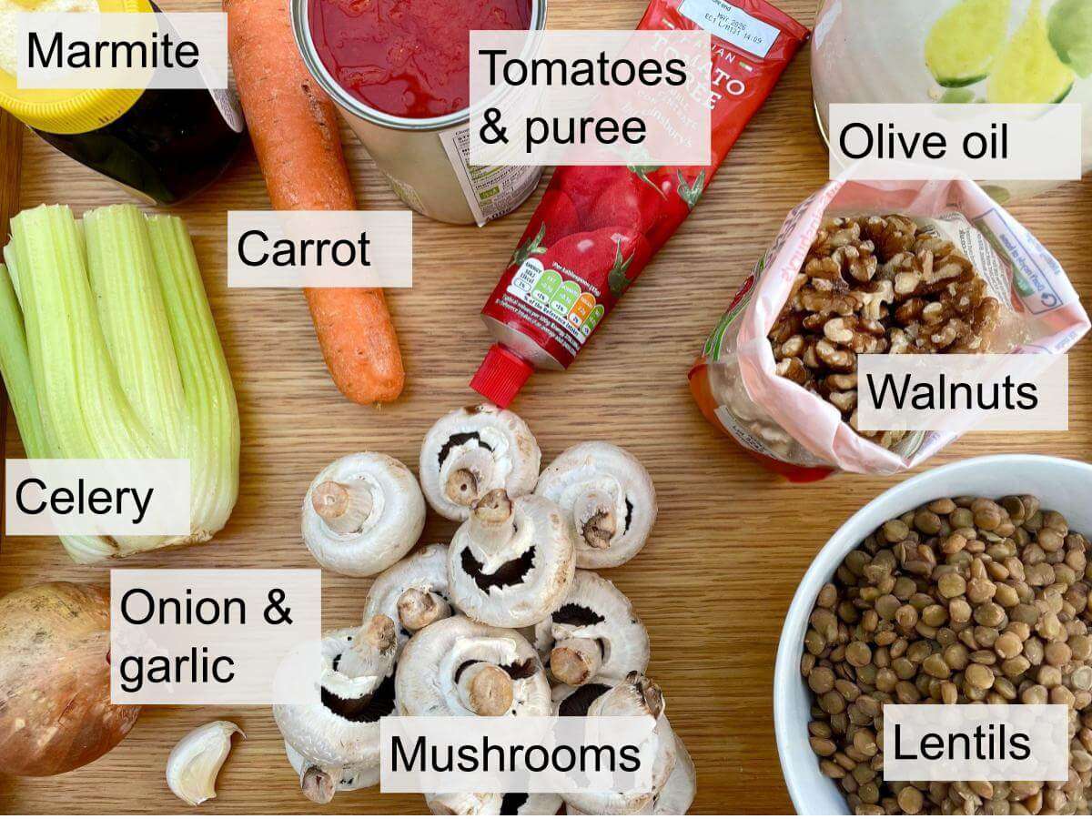 Ingredients for vegan mince.