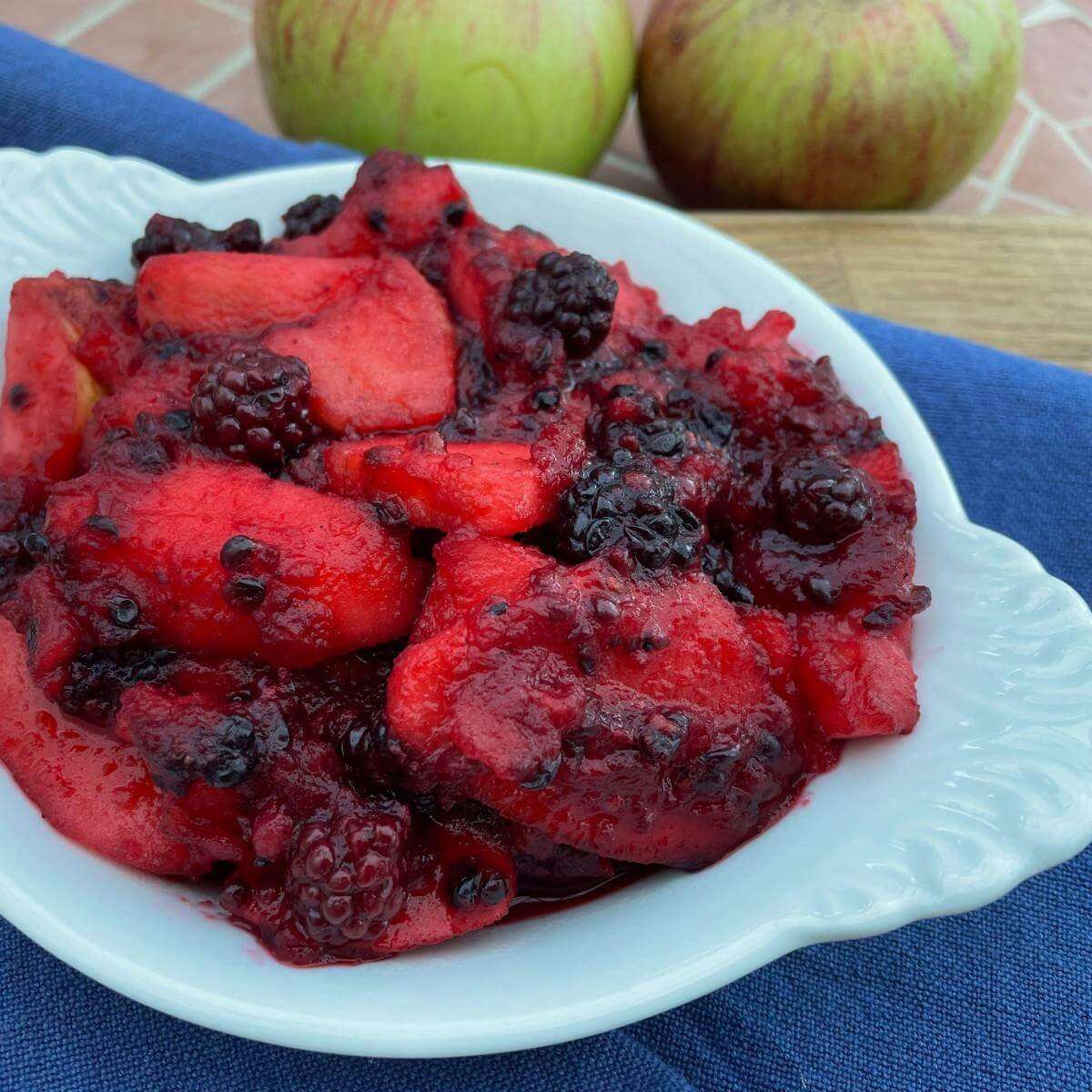 Stewed Plums with Honey Cinnamon and Kale