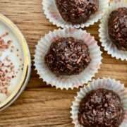 Healthy chocolate coconut truffles.