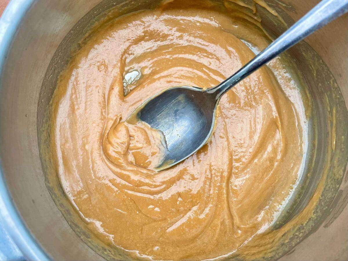 Melted peanut butter and honey.