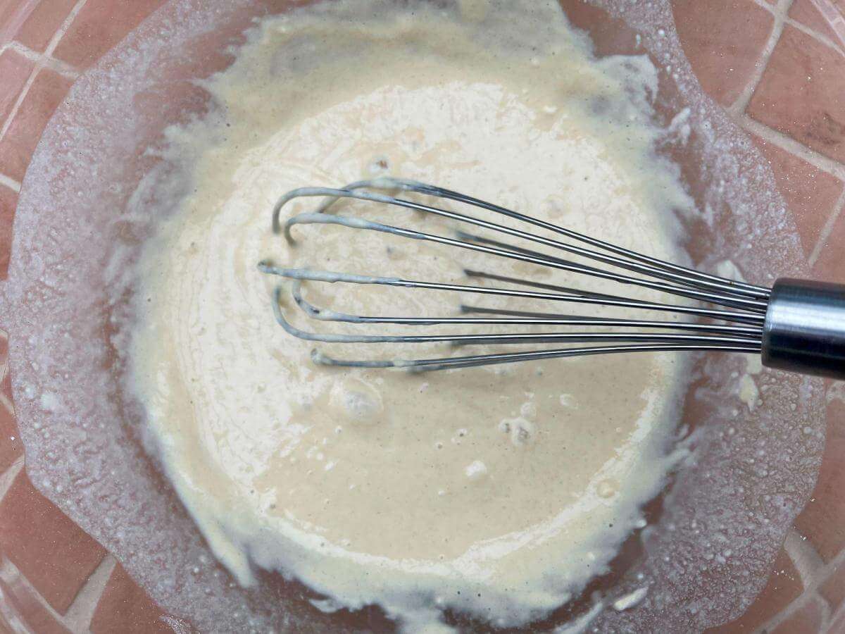 Dairy free oat milk pancake batter.