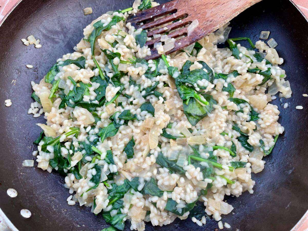 Risotto with spinach.