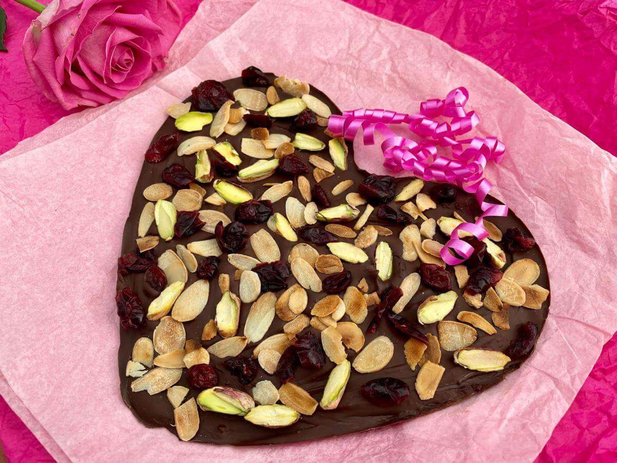 Valentines chocolate heart slab.