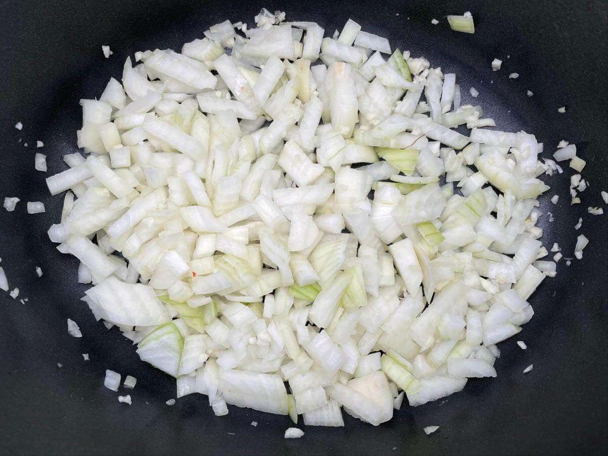 Onions and garlic in crockpot.