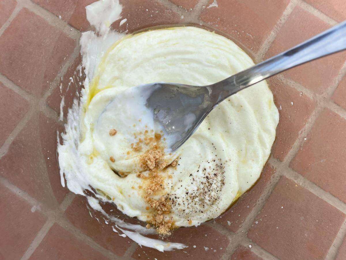 Greek yogurt mayonnaise dressing.